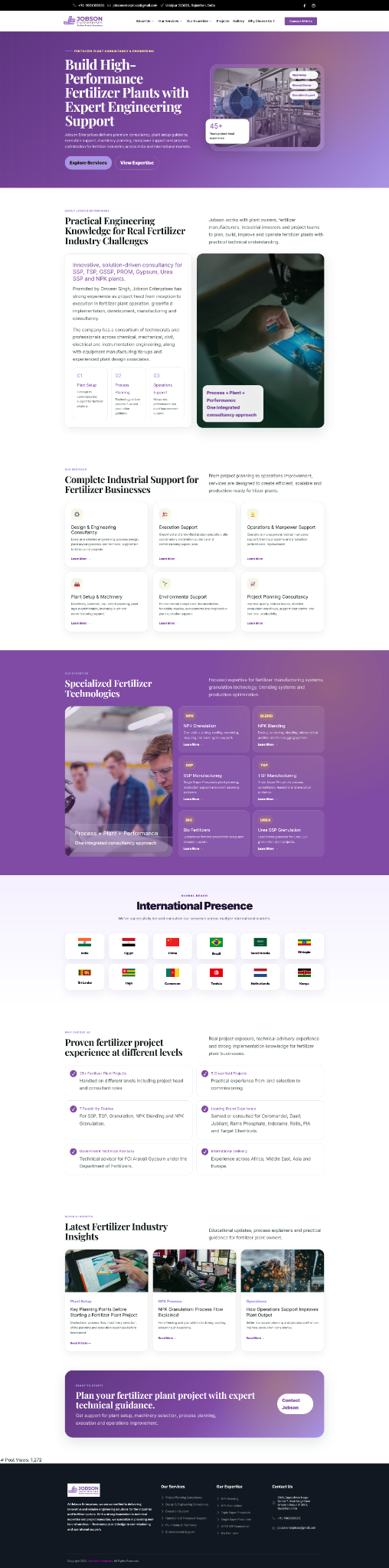 Jobson Fertilizer website full page preview