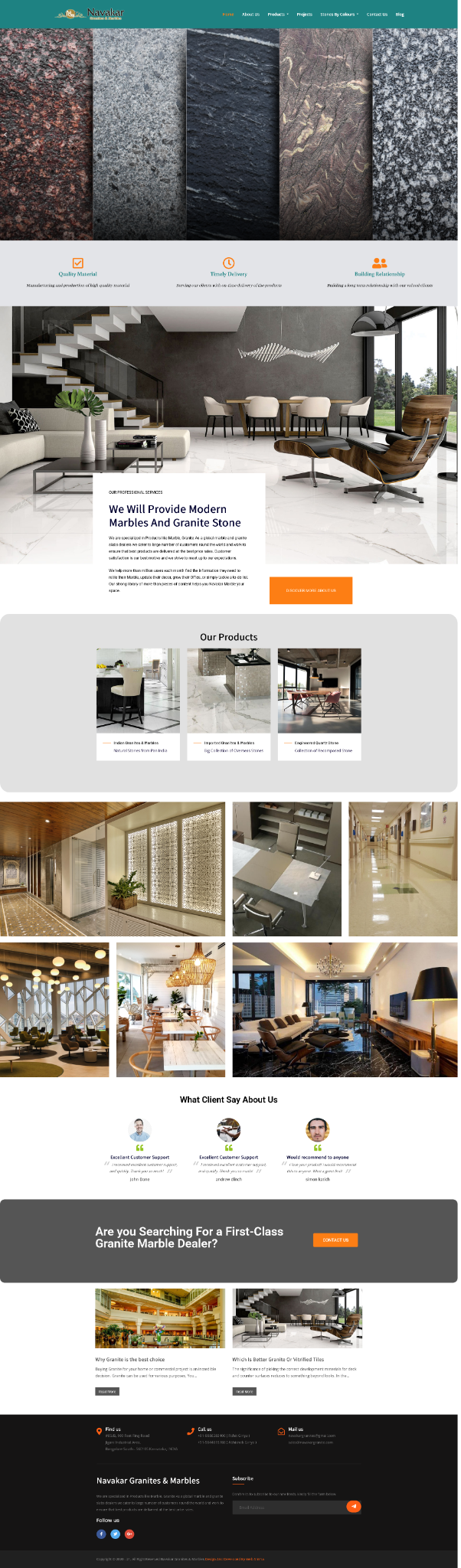 Navakar Granites website full page preview
